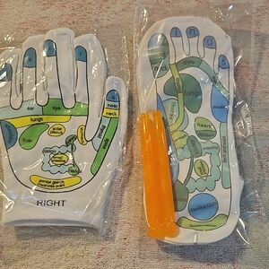 Acupressure Reflexology Gloves with Orange Tool